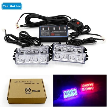

Tak Wai Lee 4Pcs Multiple Mode LED Strobe Flash Warning Car Light Styling Red Blue Fireman Emergency Front Grille Deck Rear Lamp