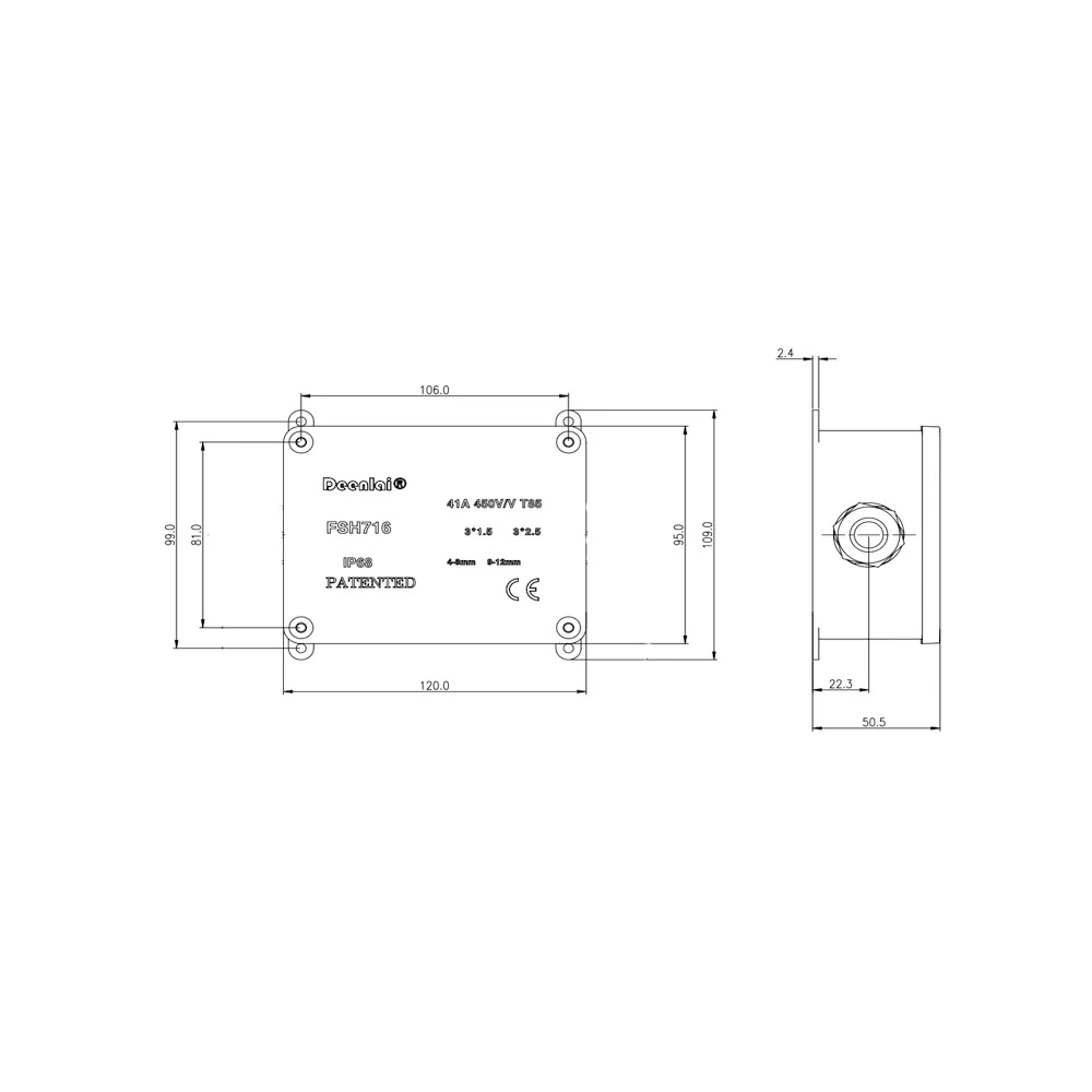Черный IP68 Водонепроницаемый УФ Sunproof Открытый 5 Way 120x95x50 мм кабеля провода разъемы