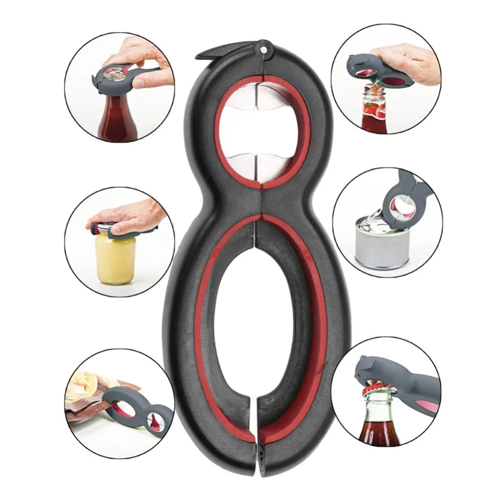 

6 in 1 Multi Function Twist Bottle Opener, All in One Jar Gripper Can Wine Beer Lid Twist Off Jar Opener Claw