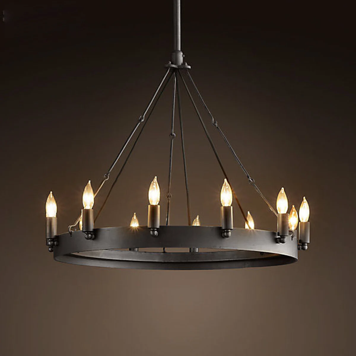 Black Iron Art Round Industrial Pendant Lamps Vintage Pendant Light