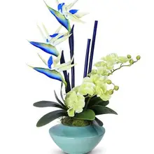 Высокое качество орхидеи Strelitzia reginae Элегантный Синий Настоящее прикосновение искусственный цветок PUtouch композиция DIY расположить цветы