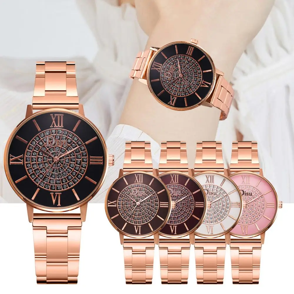 

Fashion Luxury Temperament Diamond Set Dial Alloy Strap Ladies Quartz Watch