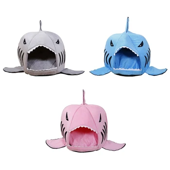 

Pet Dog Soft House Dog Cat Cute Shark Shape Nest For Large Dogs Tent High Quality Cotton Small Dog Cat Bed House Pet Product