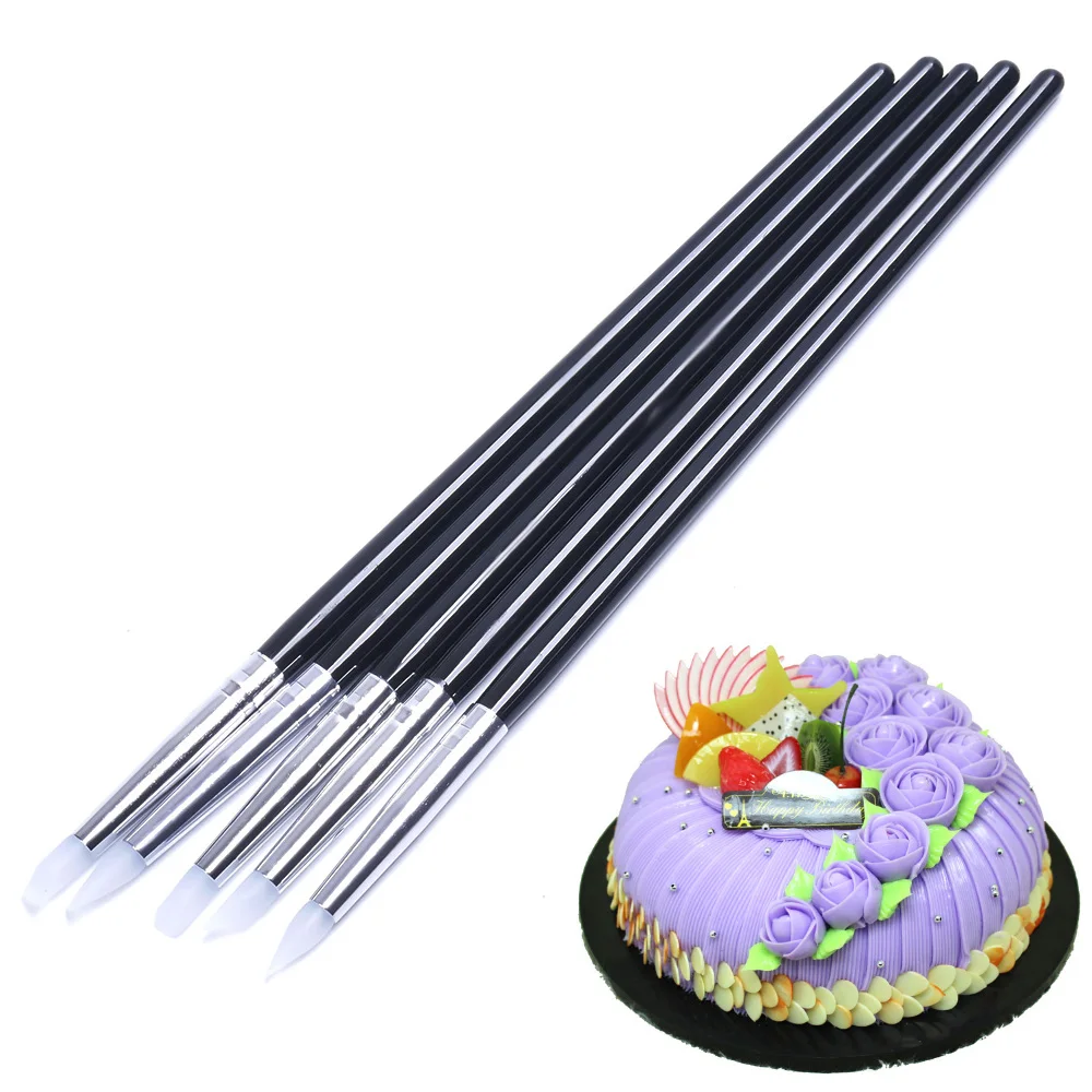 

5Pcs / Lot Cake Silicone Brush Fondant Cake Decoration Shaping Pens Food Cupcake Sugarcraft Styling Cake Pastry Tools