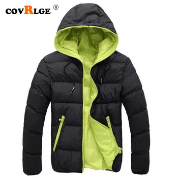 

Covrlge 2019 Winter Warm Doudoune Homme Fashion Solid Down Jacket Men Casual Zipper Parka Hooded Plus Size Canada Jacket MWM074
