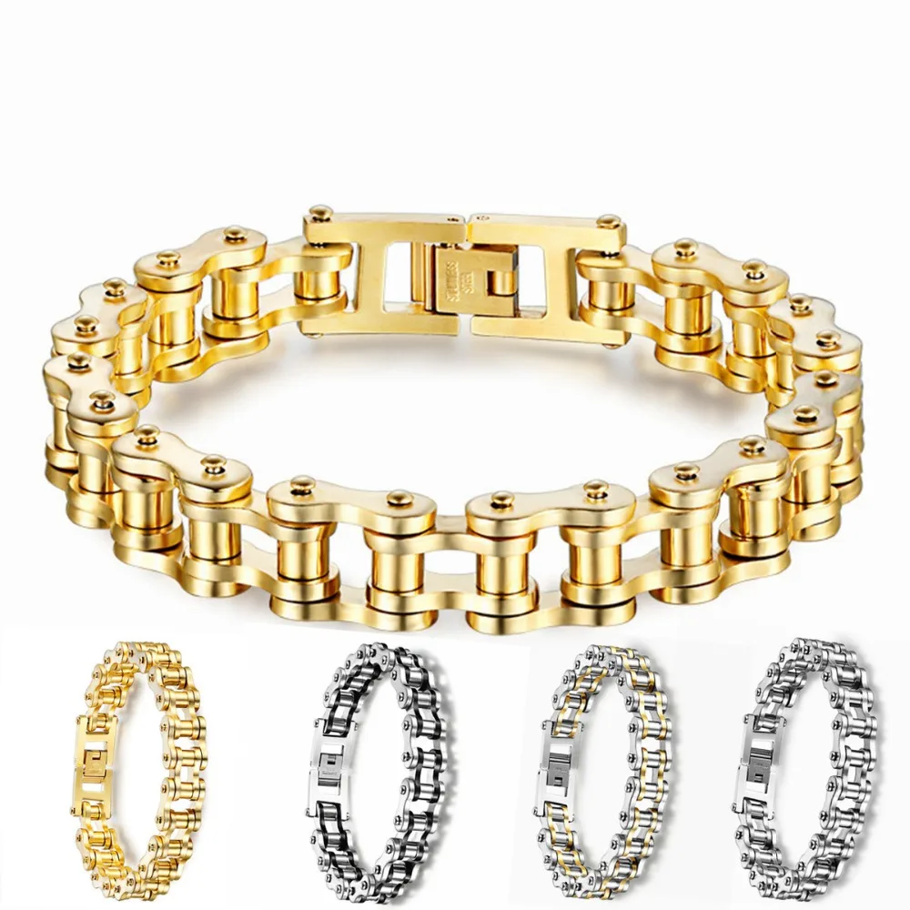 

Punk Rock 316L Stainless Steel Biker Mens Bracelet Link Chain Motorcycle Bike Bicycle Chain Bracelets Bangles Jewelry