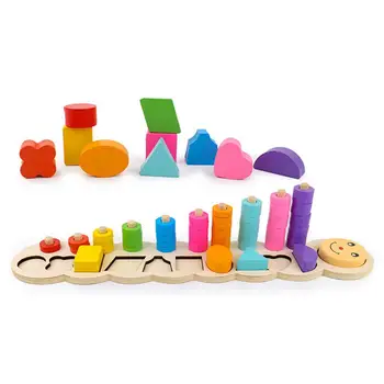 

Educational Toy for Preschool Students LeadingStar Caterpillar Wooden Geometric Assembling Board Puzzles Number-Shape Matching