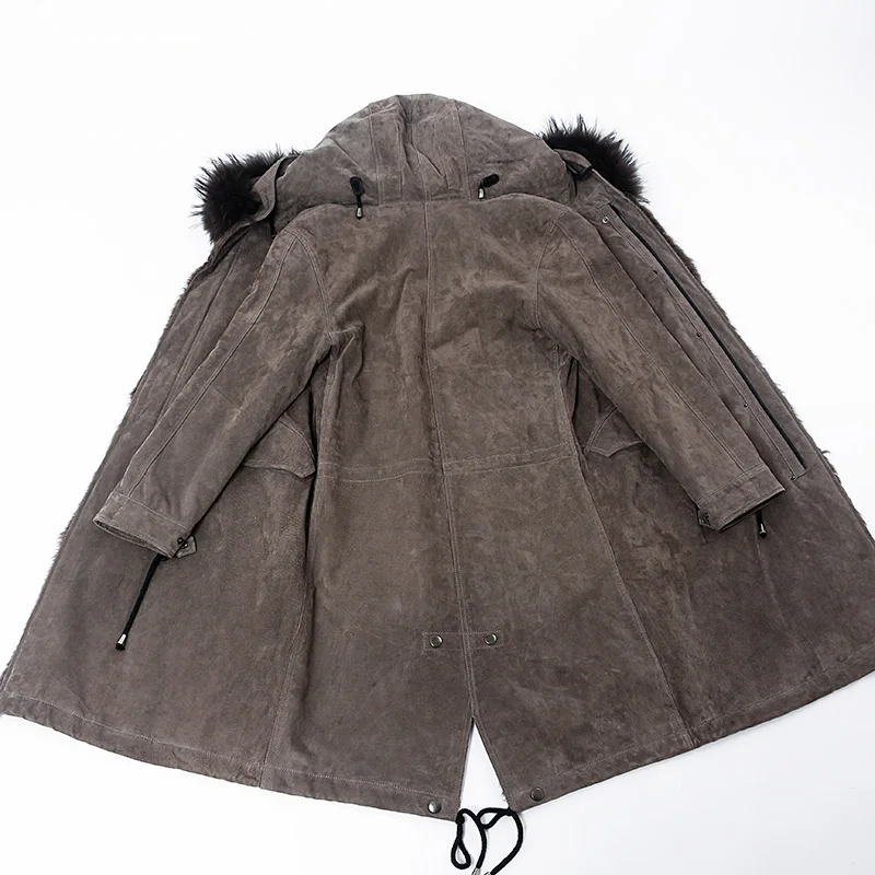 HUYOU женская повседневная куртка из натурального меха енота пальто размера плюс пальто из натурального меха