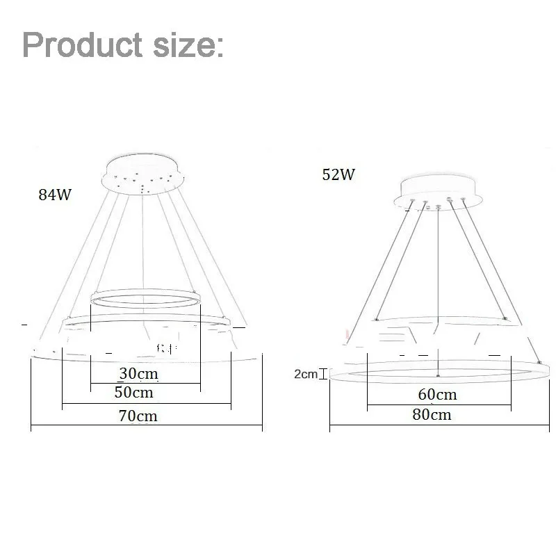 40, 60, 80 см, белая светодиодная люстра, современная, 3 кольца, светодиодная люстра, освещение для столовой, спальни, гостиной, внутреннего дома