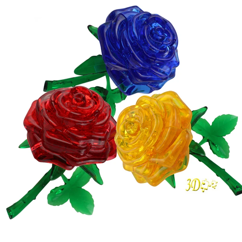 3D Crystal Rose Flower Shape Building Crystal Puzzle Model DIY Star