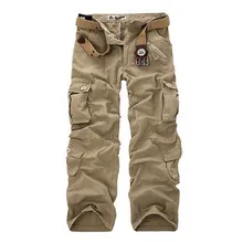 Fashion Men Military Tactical Cargo Pants Casual Loose Baggy Cotton Pockets Combat Swat Army Active Trousers For Men