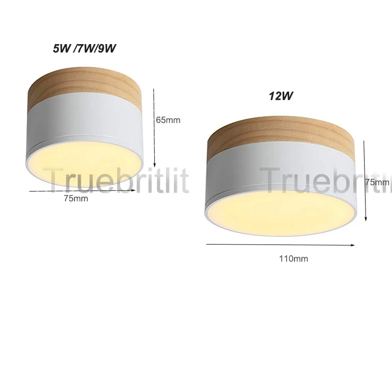  Dimmable LED Flush Mount Downlight Ceiling Mount Accent Lighting Oak Wood 5W 7W 9W 12W Ideal for Ha - 33002541875