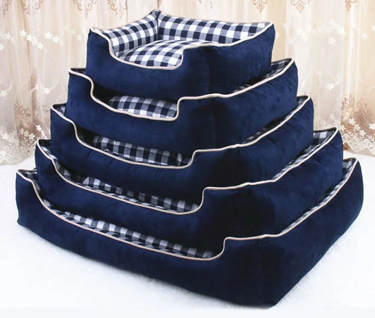 Pawstrip 4 Size Plaid Pet Dog Beds Winter Warm Large Dog Bed House Detachable Wash Puppy Cushion