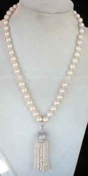 

08150 freshwater pearl AA round unique necklace 18"
