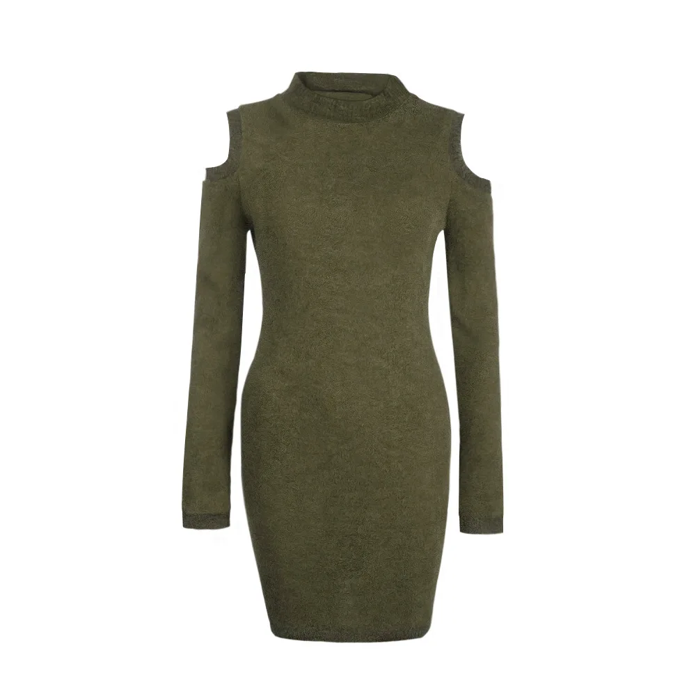 AutumnWinterHighCollarStraplessDressPackageHipSexySlimWomen