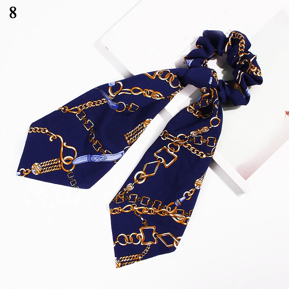 New Leopard Snake Floral Dot Streamers Scrunchies Women Hair Scarf Elastic Bow Hair Rope Ribbon Band Girls Hair Accessories - Цвет: 8