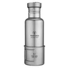 TOMSHOO Outdoor Sports Tableware Sets Lightweight 300ml Titanium Cup and 750ml Titanium Water Bottle Durable and Water Cup