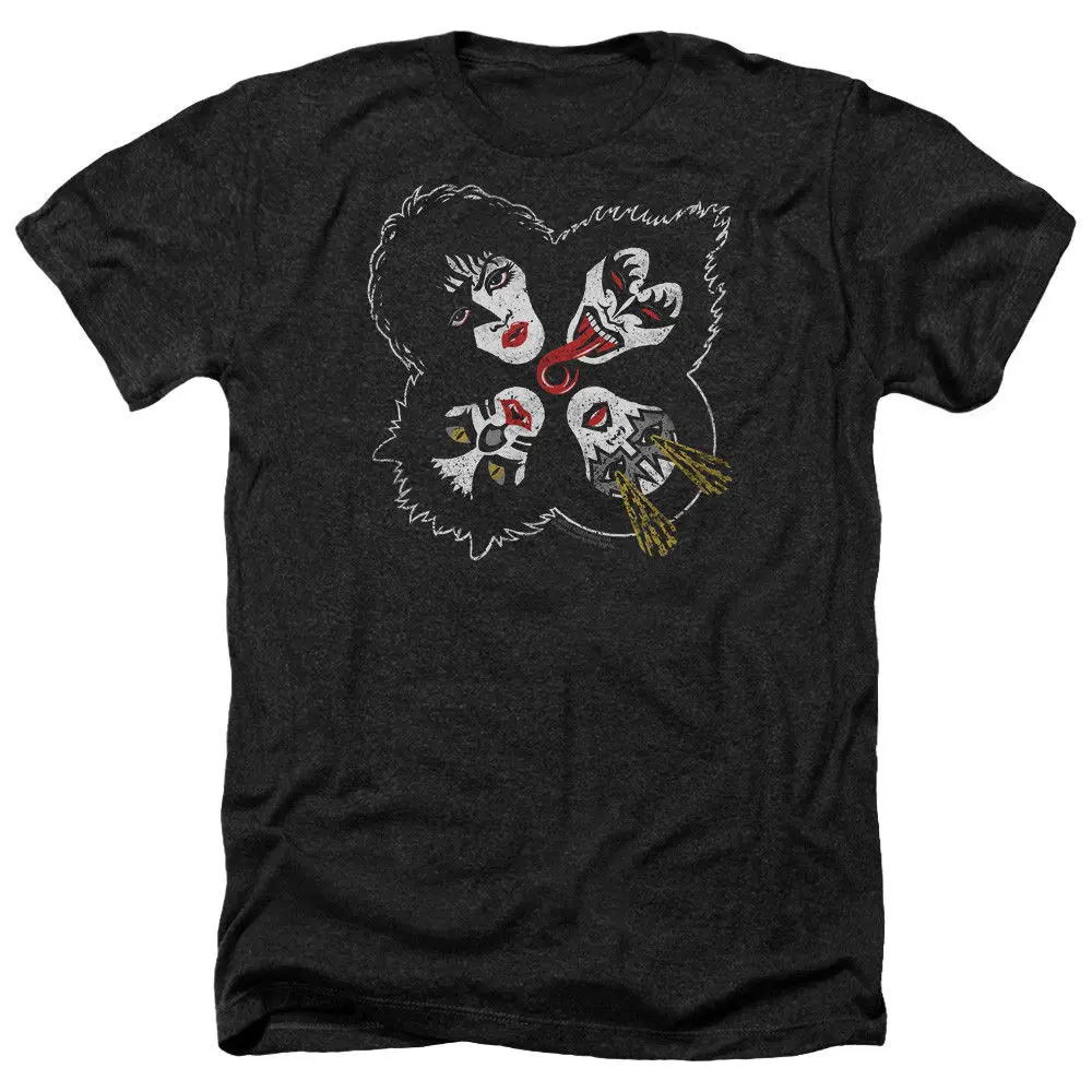 

Kiss Band ROCK AND ROLL HEADS Licensed Adult Heather T Shirt All Sizes Summer Style Mens T-Shirt