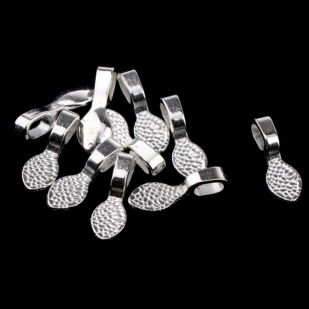 10 Pieces 2 Style Silver Plated Glue-on Flat Pad Bails for Earring Bails Pendants Charms Connector Jewelry Findings
