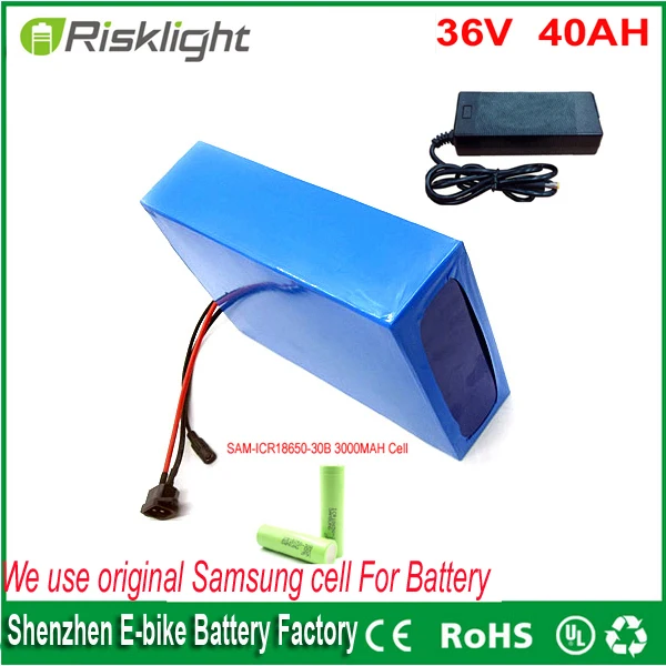 

ebike lithium battery 36v 40ah lithium ion bicycle 36v 1000w electric scooter battery for kit electric bike For Samsung Cell