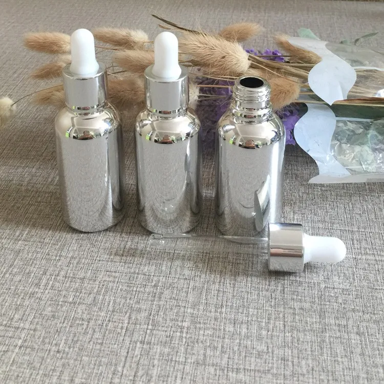 Conta-gotas de Vidro para Óleo Vazio Vidro Peças Lote 30 ml Alta Temperatura Prata Banhado Frasco Conta-gotas Recipiente Essencial 50 - 6 ml recipiente conta-gotas de vidro para óleo Essencial