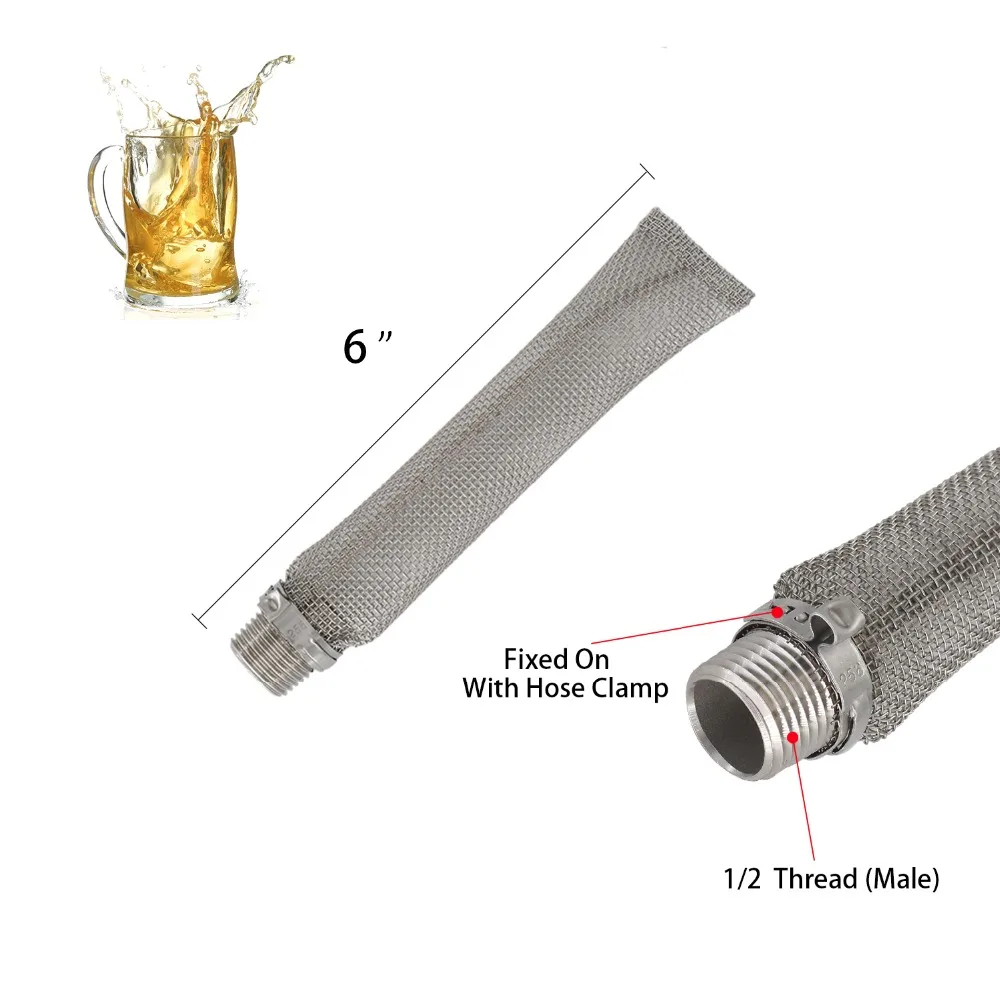 Пивной чайник или пюре тун/сетчатый фильтр Базука экран для заваривания чайника из нержавеющей стали экран-" L 15 см, 1/2" MPT