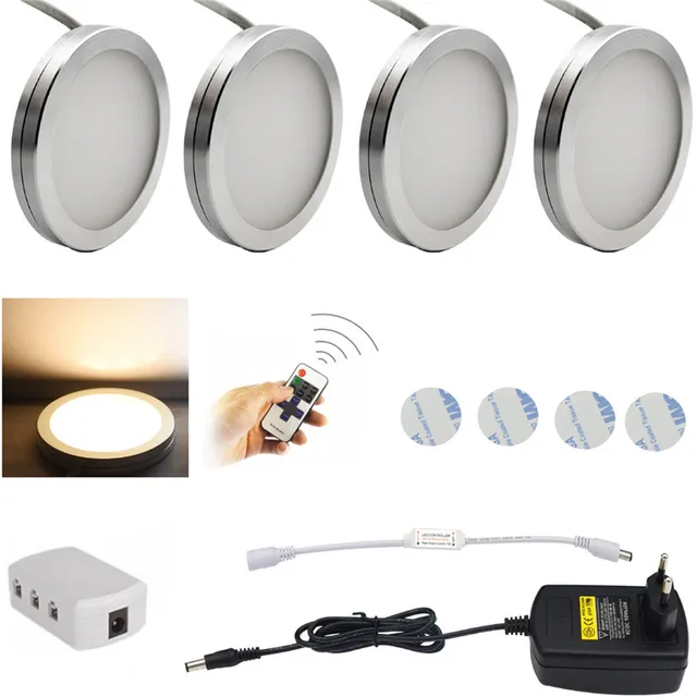 Aiboo Led Under Cabinet Lighting 4pcs Puck Llights With Wireless Aiboo Led Under Cabinet Lighting 4pcs Puck Llights With Wireless Rf Remote Control Dimmable For