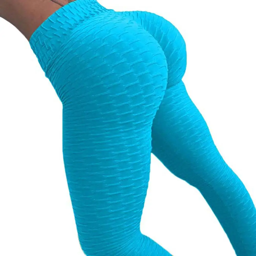Штаны для йоги с эффектом пуш-ап, спортивные Леггинсы для фитнеса, спортивные Леггинсы, женские брюки для бега с высокой талией, облегающие спортивные брюки для йоги - Цвет: Blue
