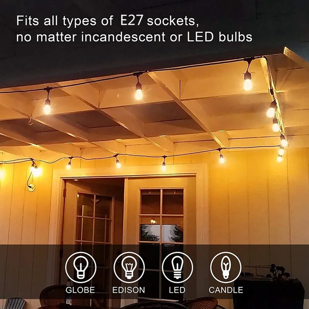 S14 Commercial Grade Black Wire Cable Waterproof Vintage Style Party Globe Led Light Outdoor Festoo - 32905671184