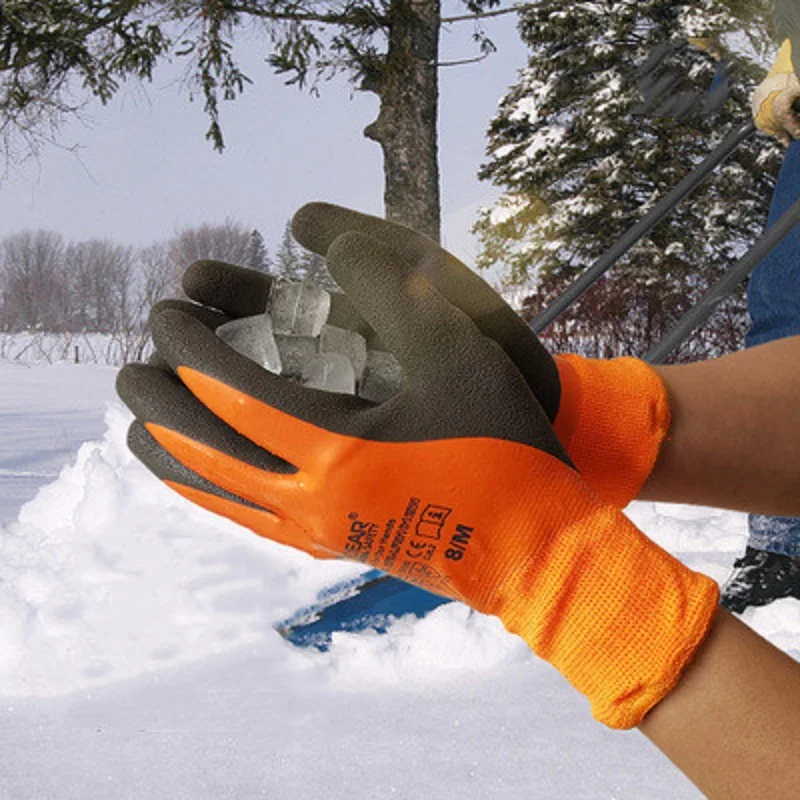 1 Pair Fishing Gloves Warm Safety Gloves Acrylic Anti Cold Thermal Wear-resistant Waterproof Winter Cold Storage Transportation