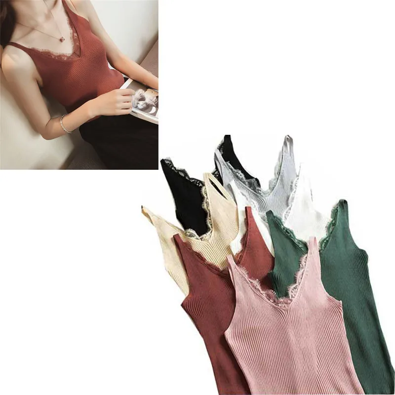 

High Quality Trendy Women Knitted V Neck Vest Top Sleeveless Blouse Tops T-Shirt Drop Shipping