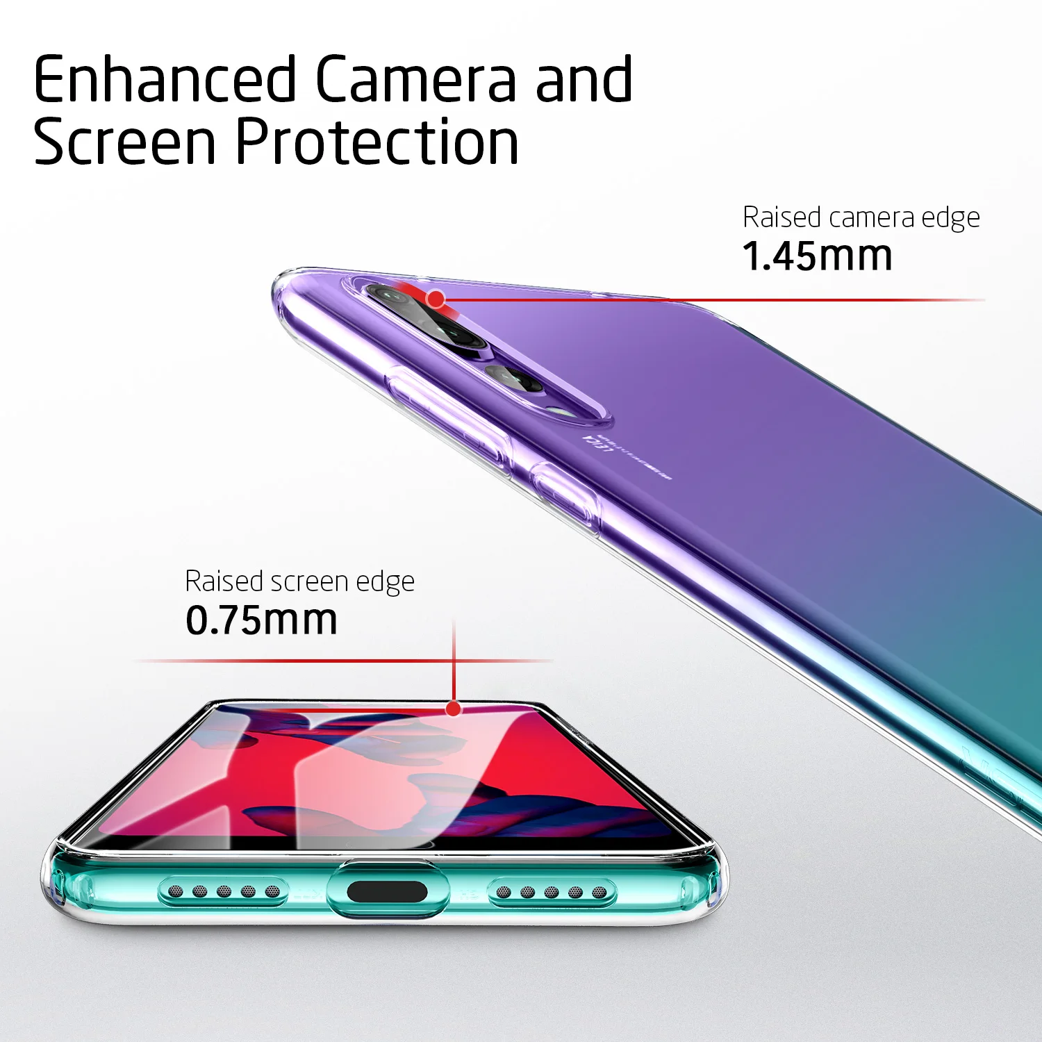 ESR для huawei P20/P20 Pro прозрачный однотонный мягкий силиконовый TPU Crystal тонкие Нескользящие чехол-накладка на заднюю панель с крышкой для huawei P20 Lite