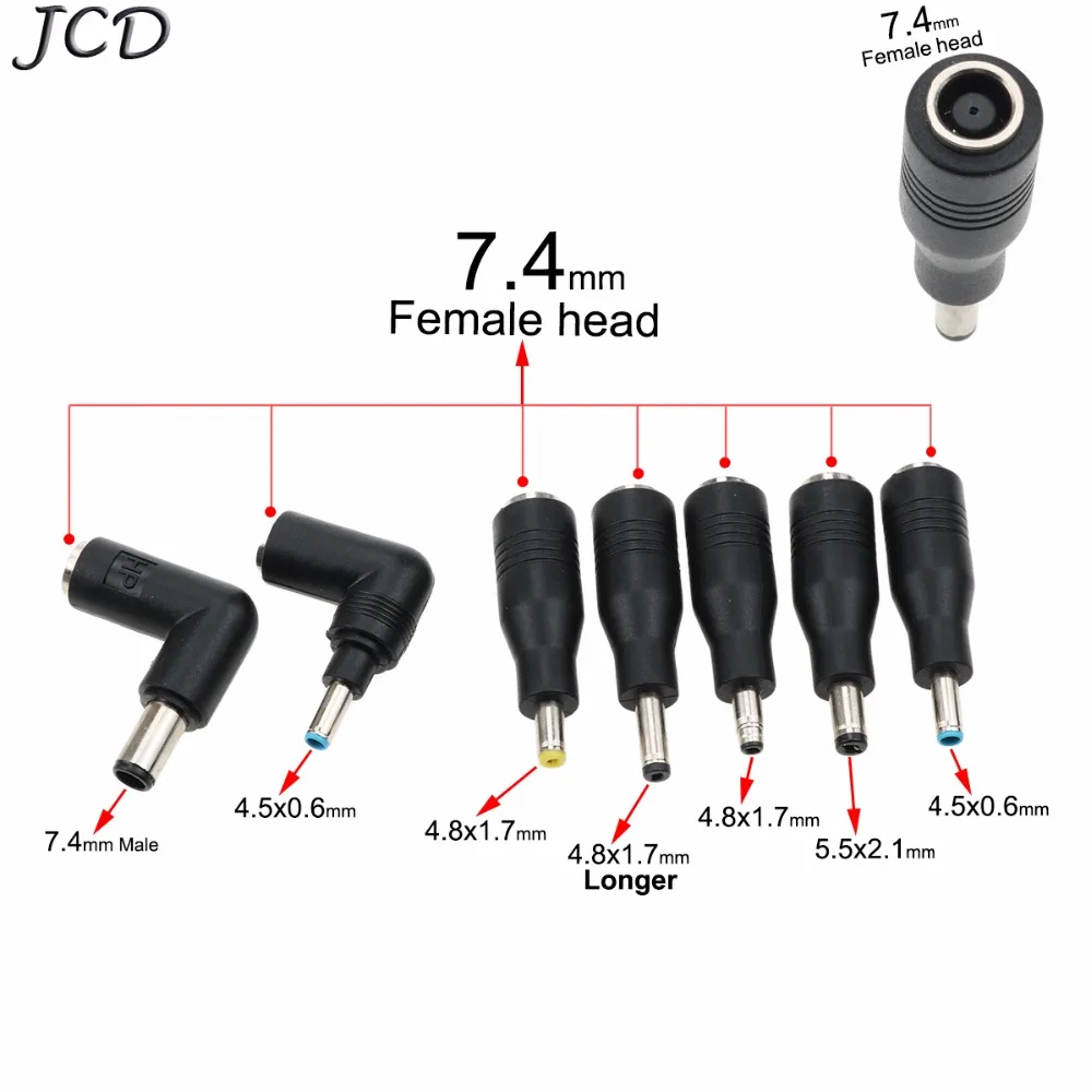 Адаптер Питания прямоугольный JCD DC 7 4 мм x 5 0 гнездо штекер 8*1 для DELL до 5*0 6