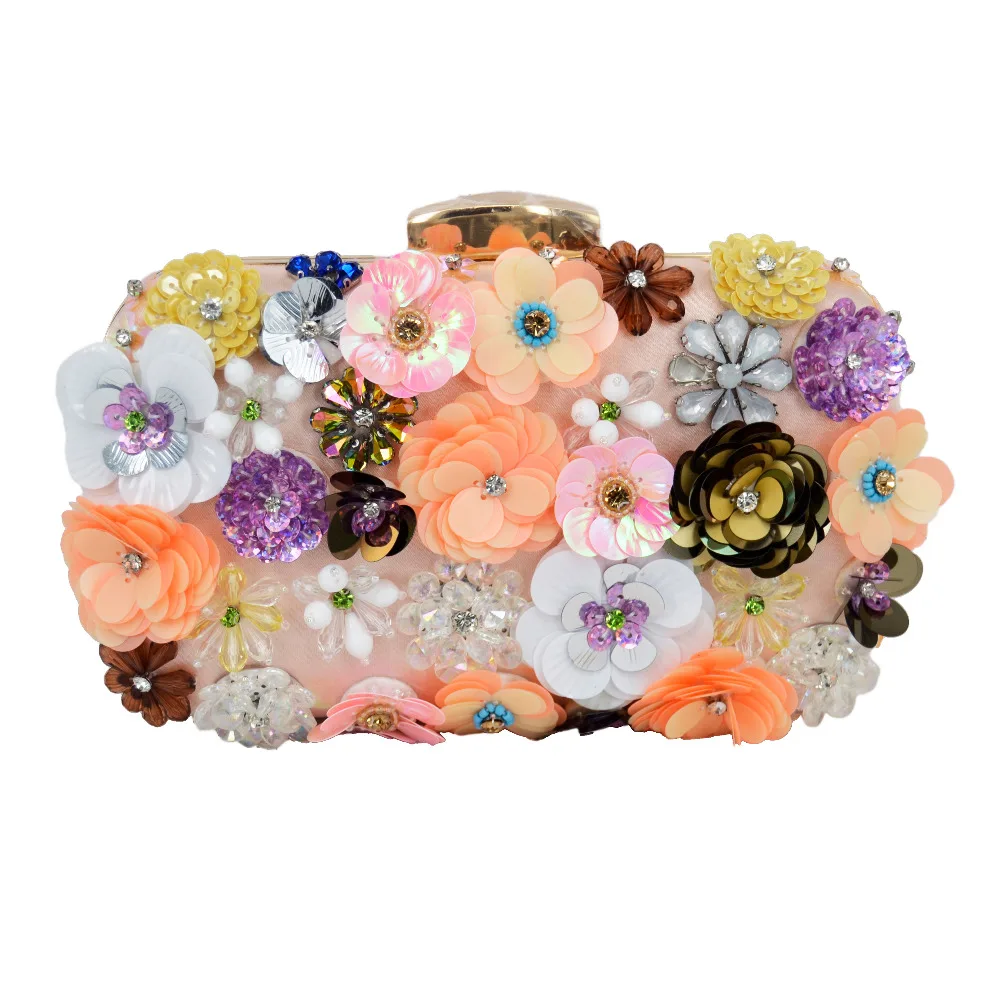 Newest Luxury Lady Diamond Flower Evening Bag Wristlets Wedding font b Party b font Bridal font