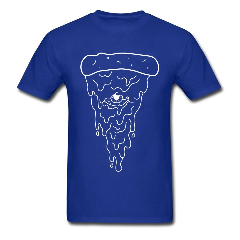 Round Neck Illuminati Pizza 100% Cotton Fabric Men's T-shirts Casual Short Sleeve Tops Tees Funky Customized Tee-Shirt Illuminati Pizza blue