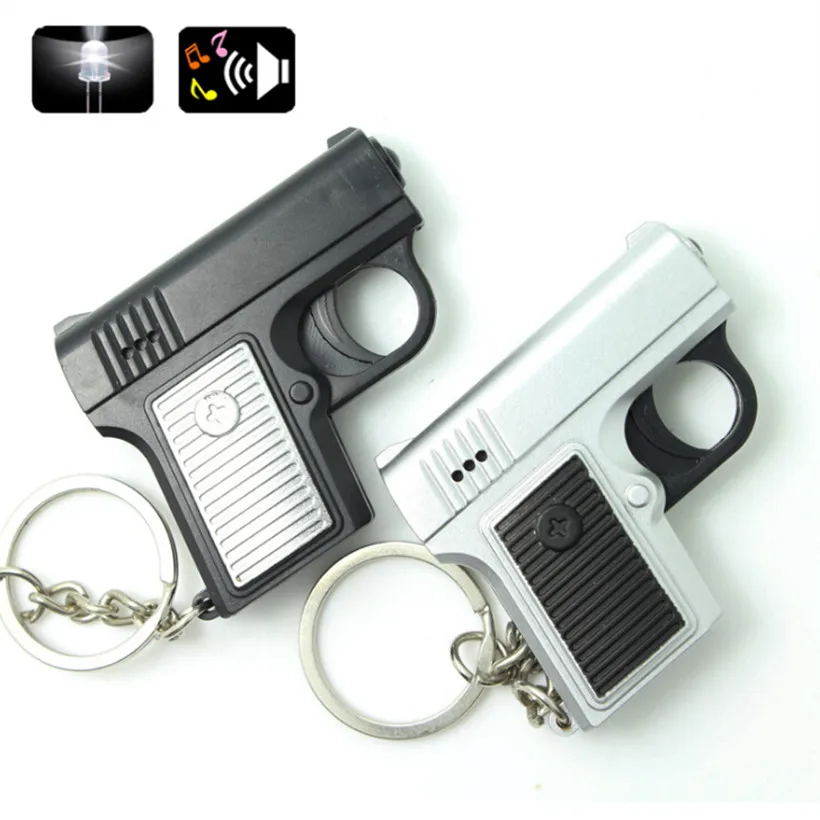 

Simulation tool Pistol LED key chain handgun toy with Sound Mini Flashlight Key Holder Keyring Pendant Promotional gifts