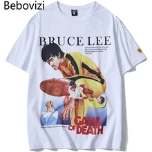 Bebovisi мужские повседневные футболки для повседневной носки с принтом Брюса Ли мужские футболки с коротким рукавом в стиле хип-хоп Летняя мужская футболка в стиле Харадзюку