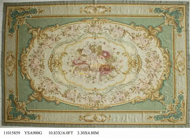 Wool Carpet French Aubusson Rugs 330cmx488cm 10 83 X 16 Green Wool Carpet French Aubusson Rugs 330cmx488cm 10 83 X 16 Green Area Rug Gc88aubgc088