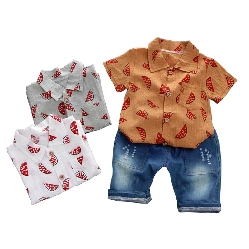 

Baby Boys Outfits Summer Print Outfit Short Sleeve T-Shirt Tops + Short Pants Kids Summer Clothes Children Costume Boys Clothing