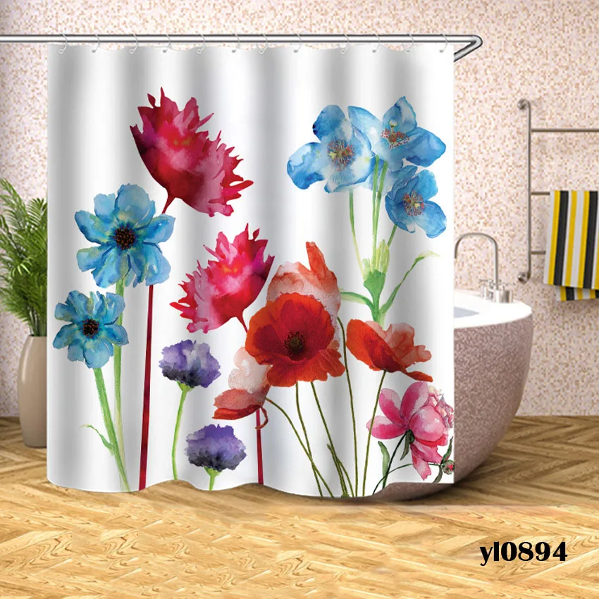 Чернильные цветы занавески для душа водонепроницаемые для ванной шторы в ванную комнату ванна большая широкая Крышка для купания 12 Крючки ПВХ Tenda Da Doccia