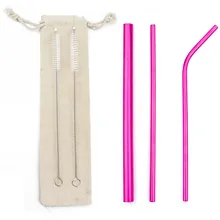 6 шт Многоразовые соломинкой розовый Yop качество Нержавеющая сталь металлическая соломинка разноцветные сапоги для дождя с чистящая щетка карман для кружек 20/30 унций