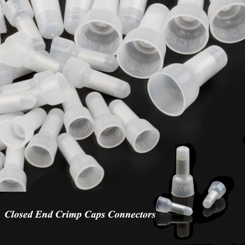 

100Pcs Closed End Crimp Caps Electrical Wire Cable Terminals Wire Connectors Assortment Set AWG 12-10 16-14 22-16