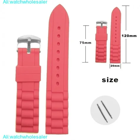 20mm Fun Magenta Color Silicone Jelly Rubber Lady Watch Band Straps WB1002O20JB