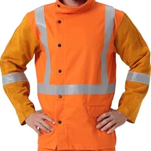 Кожаные фартуки сварщика светоотражающая лента FR хлопчатобумажный комбинезон одежда для сварки огнестойкие хлопковые кожаные сварочные куртки