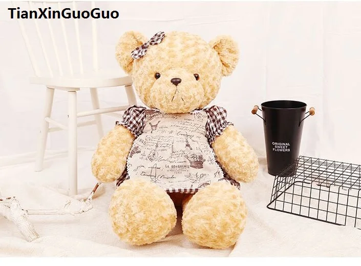 

about 60cm bowtie teddy bear plush toy lovely dressed skirt bear soft doll throw pillow birthday gift b0750