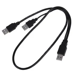 USB 2,0 Тип A штекер двойной USB Мужской Y сплиттер кабель шнур черный