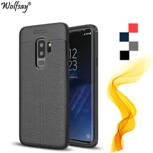 Wolfsay para capa samsung galaxy s9 plus caso luxo litchi couro padrão de silicone escudo do telefone para samsung galaxy s9 mais capa