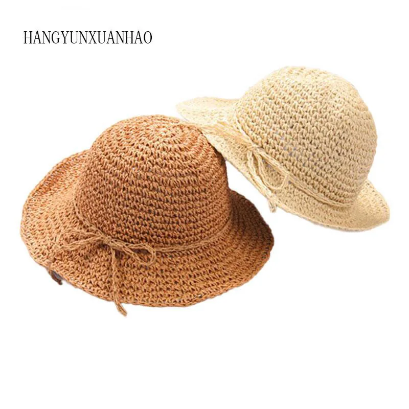 Соломенная шляпа для девочек Летний Пляжный детский головной убор Круглый топ