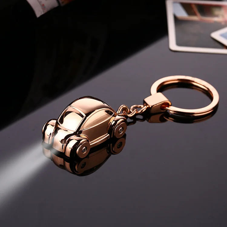 New High Quality Luxury Small Car Key Chain All Metal With LED Light