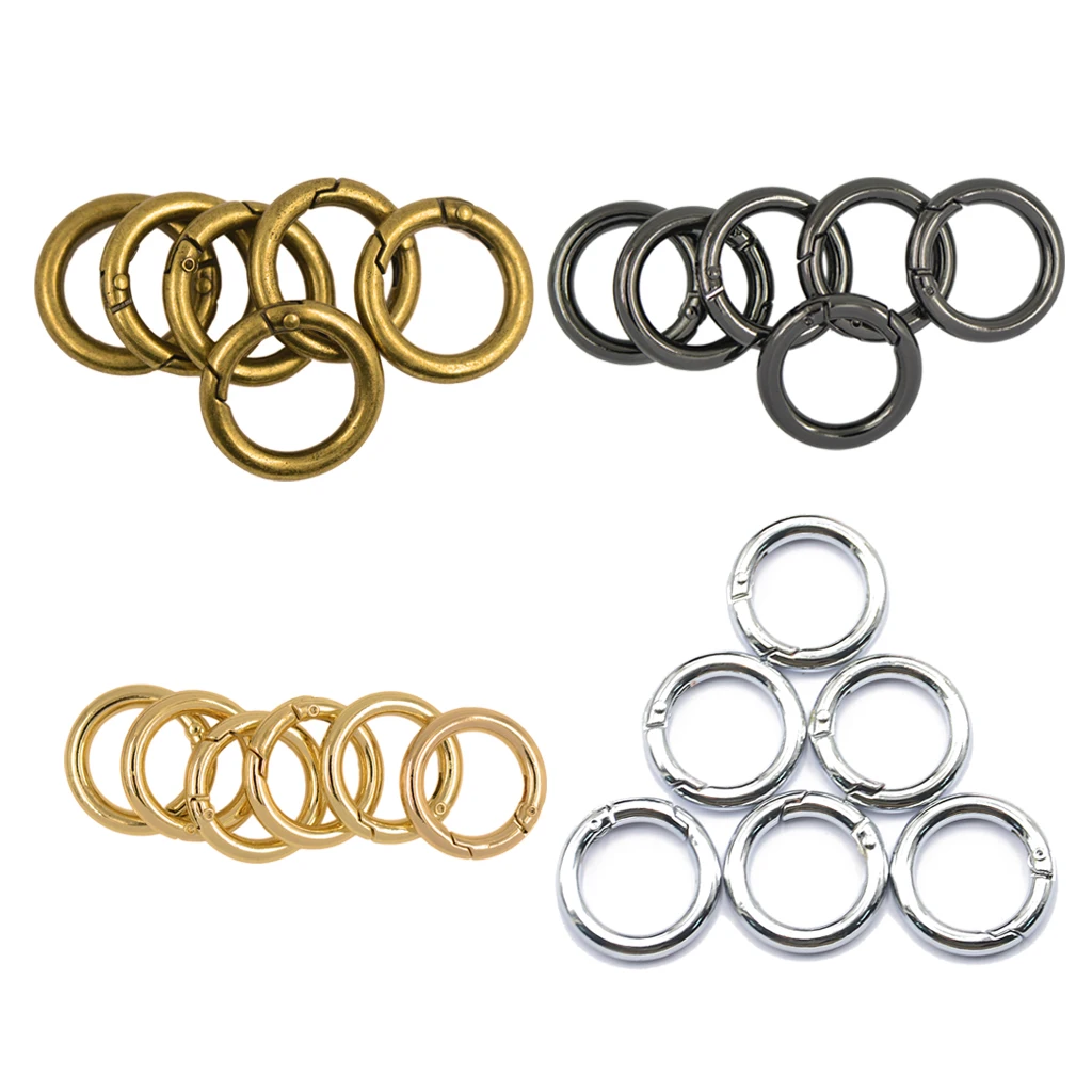 

6Pcs Backpack Plated Alloy Round Spring Snap Hooks Clip Keychain Ring Carabiner O-Ring Key Chain Clip Snap Hook Camping Keyring